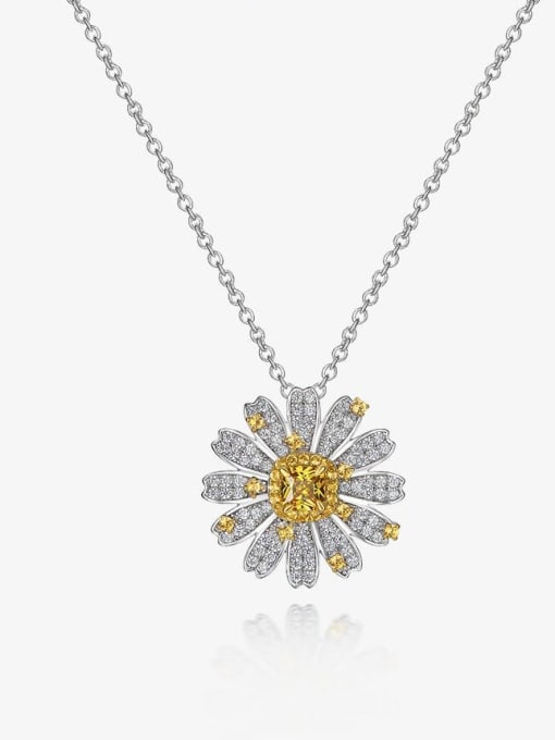 A&T Jewelry 925 Sterling Silver High Carbon Diamond Flower Luxury Necklace