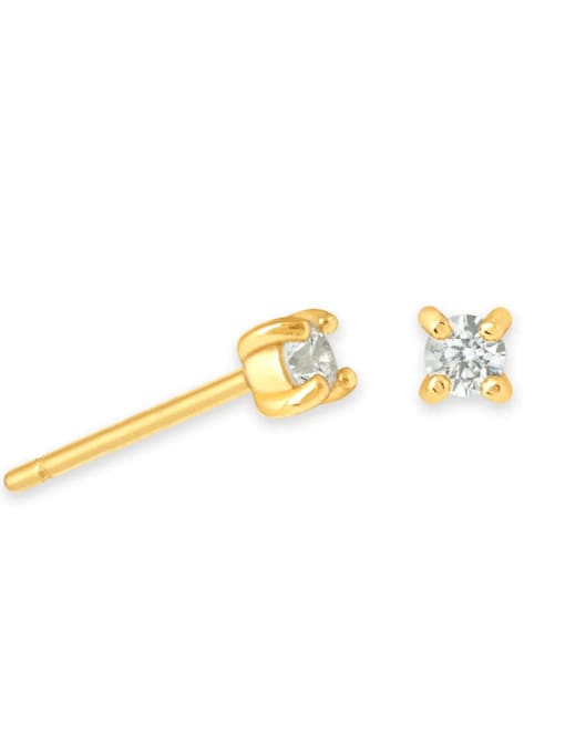 Golden March 925 Sterling Silver Cubic Zirconia Geometric Minimalist Stud Earring