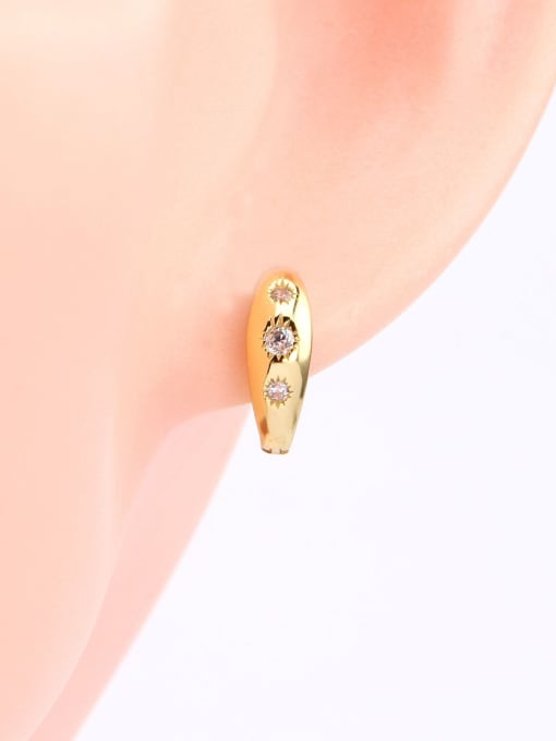 Jewel-Silver 925 Sterling Silver Rhinestone Geometric Minimalist Huggie Earring 1