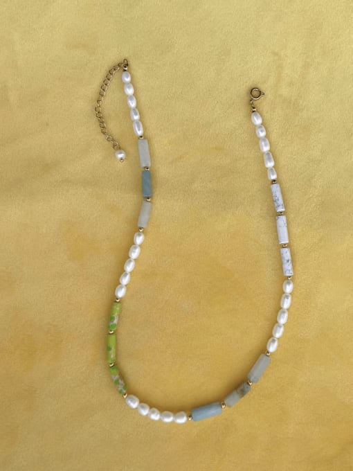 W.BEADS Natural Stone Bohemia Freshwater Pearls Handmade Beading  Necklace 2