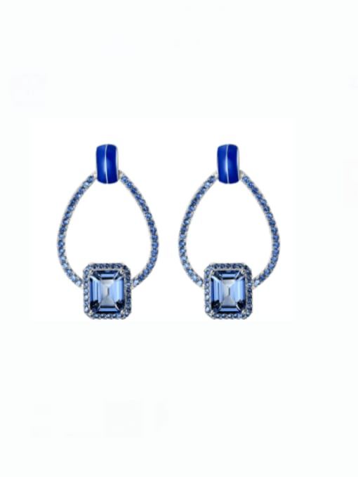 Covered crystal cordiery Blue Earrings 925 Sterling Silver Natural Color Treasure Topaz Geometric Dainty Drop Earring