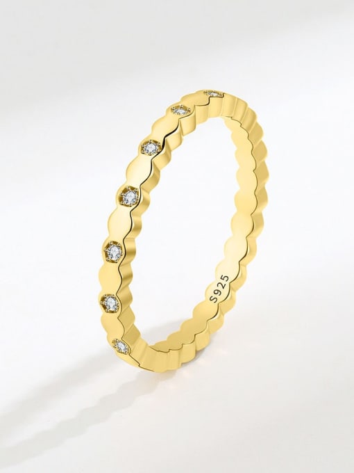 18k gold (diamond style) 925 Sterling Silver Cubic Zirconia Geometric Minimalist Band Ring
