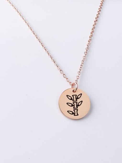 不锈钢 Stainless steel Round Bamboo Minimalist Necklace