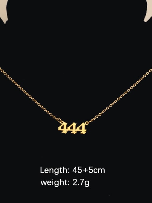 Golden Number 444 Titanium Steel Number Minimalist Necklace