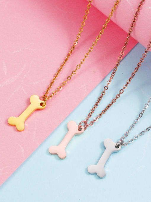 MEN PO Stainless steel Irregular Minimalist Dog bone shape Pendant Necklace