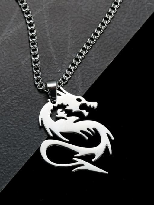 MEN PO Titanium Steel Dragon Hip Hop Necklace 2