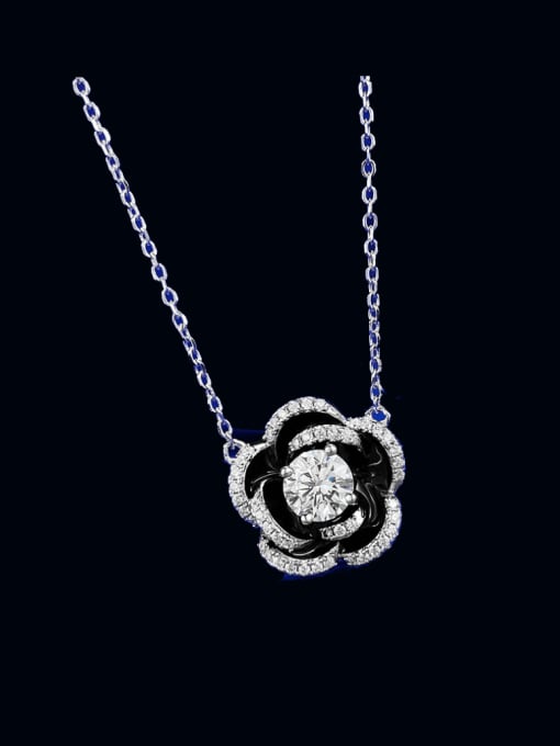 M&J 925 Sterling Silver Cubic Zirconia Flower Vintage Necklace 1