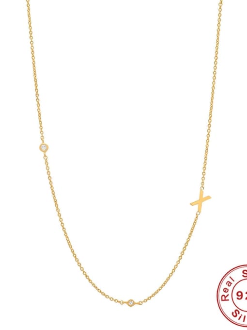 Gold X 925 Sterling Silver Letter Minimalist Necklace