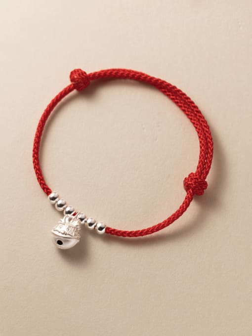 Woven Red Rope Bracelet 925 Sterling Silver Weave Minimalist Handmade Weave Bracelet