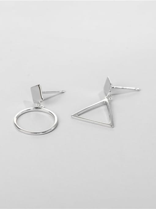 Geometric triangular Circular Earrings 925 Sterling Silver Geometric Minimalist Drop Earring