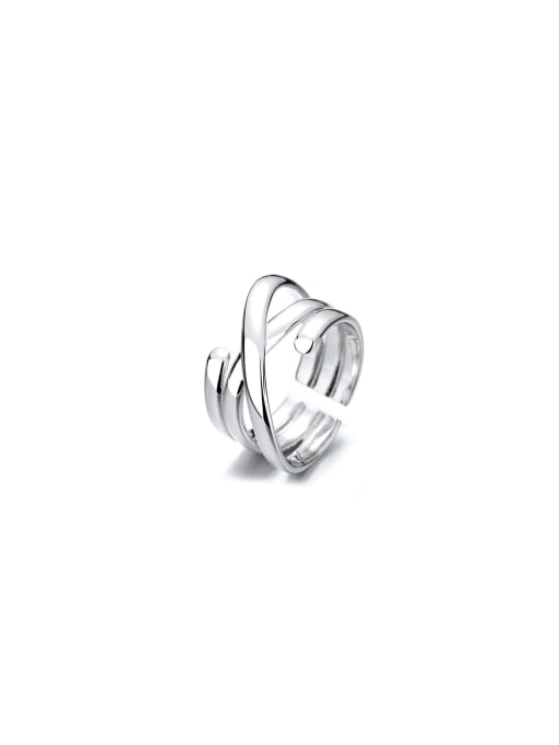 TAIS 925 Sterling Silver Geometric Trend Band Ring 0