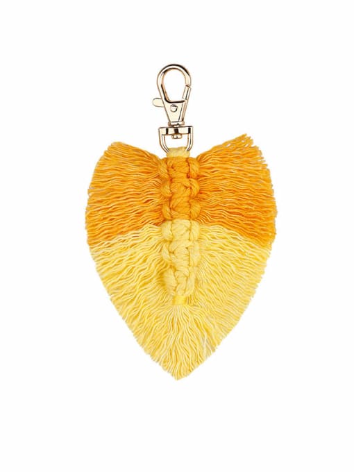Yellow k68153 Alloy Cotton Rope Heart Artisan Hand-Woven Bag Pendant