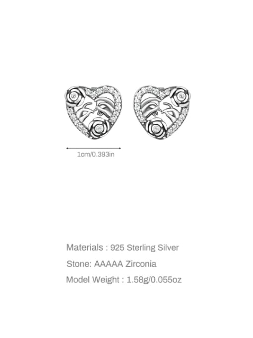 3 925 Sterling Silver Cubic Zirconia Heart Vintage Stud Earring
