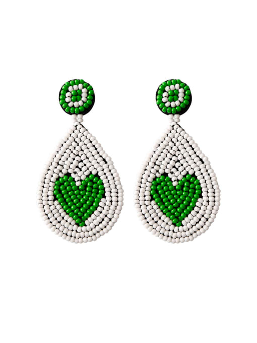E68953 green Tila Bead Multi Color Water Drop Bohemia Pure handmade Weave Earring