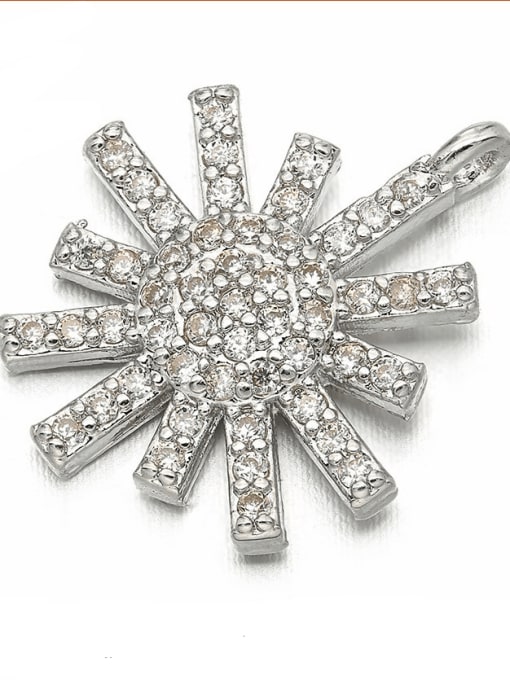 Platinum Brass Micropaved Big Snowflake Pendant