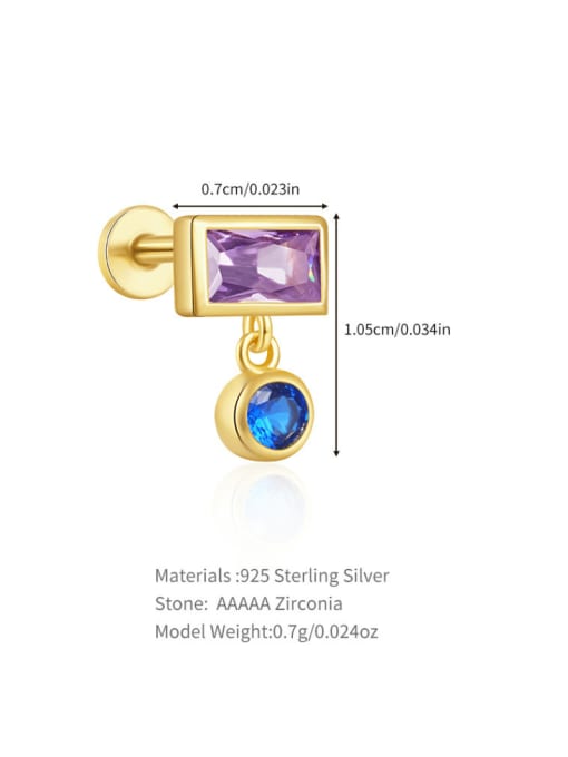 Single Gold 6 925 Sterling Silver Cubic Zirconia Geometric Dainty Single Earring