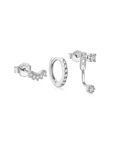 3 pieces per set in platinum 925 Sterling Silver Cubic Zirconia Geometric Dainty Stud Earring