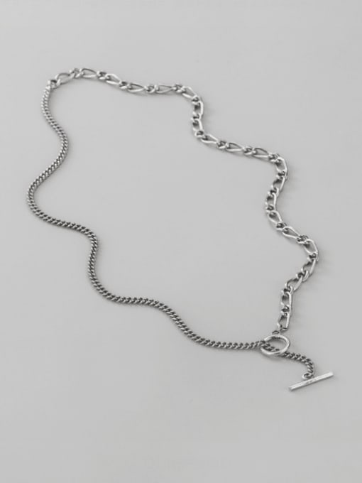 ARTTI 925 Sterling Silver Geometric Vintage Asymmetrical  Hollow Chain Necklace 0