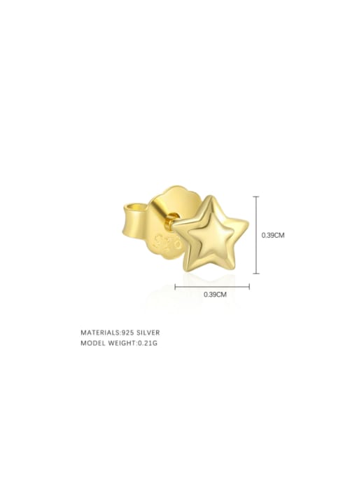 E5195 Gold Single 925 Sterling Silver Cubic Zirconia Star Minimalist Single Earring