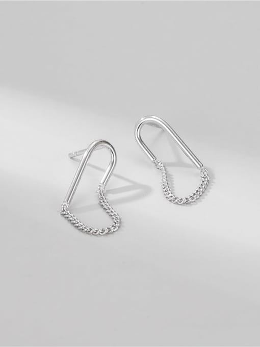 U-shaped Chain Earrings 925 Sterling Silver Geometric Minimalist Stud Earring