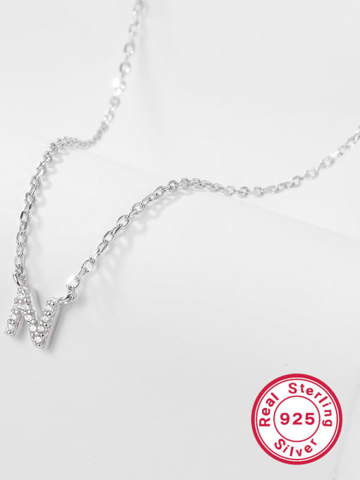 N Letter 925 Sterling Silver Letter Initials Necklace