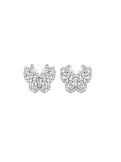 A&T Jewelry 925 Sterling Silver Cubic Zirconia Butterfly Luxury Cluster Earring