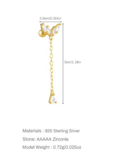 Single Gold 15 925 Sterling Silver Cubic Zirconia Bowknot Dainty Single Earring