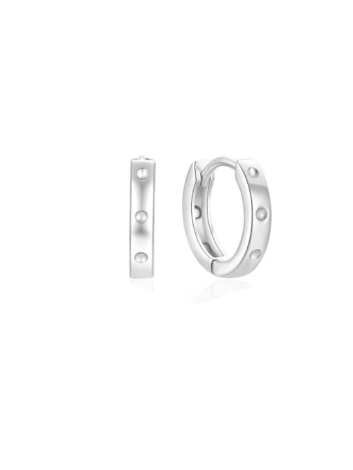 Platinum 2# 925 Sterling Silver Cubic Zirconia Geometric Minimalist Huggie Earring