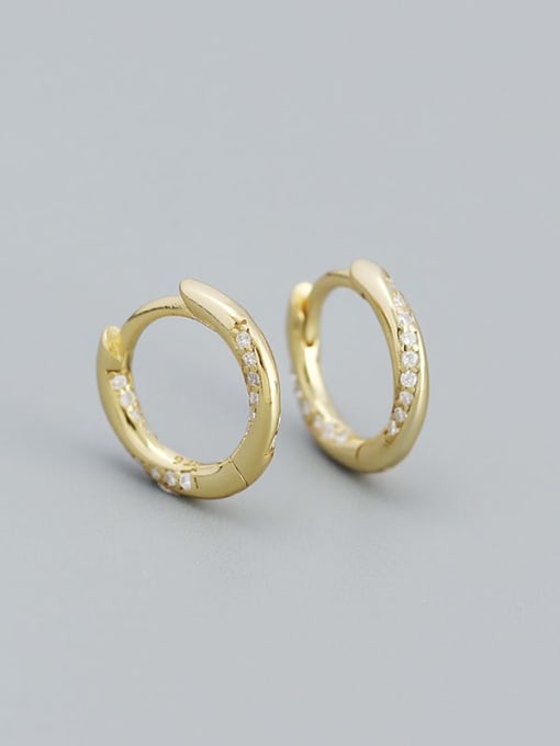 Golden 925 Sterling Silver Cubic Zirconia Geometric Dainty Hoop Earring