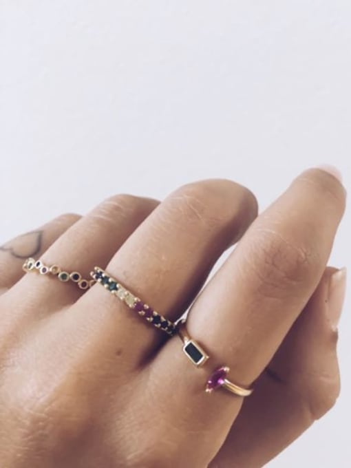 YUANFAN 925 Sterling Silver Cubic Zirconia Geometric Minimalist Band Ring 1