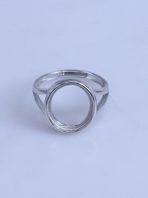 Supply 925 Sterling Silver 18K White Gold Plated Geometric Ring Setting Stone size: 12*14mm 0