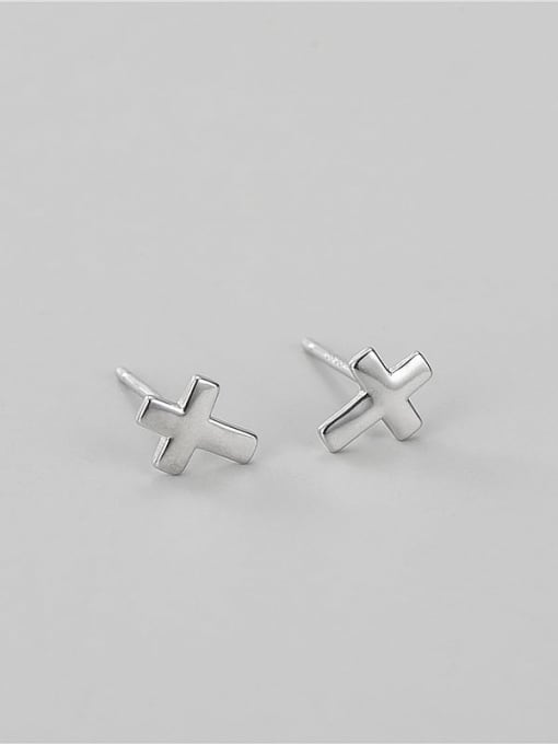 Cross Earrings 925 Sterling Silver Geometric Minimalist Stud Earring