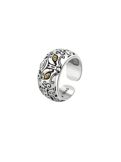 women 925 Sterling Silver Irregular Vintage Band Ring