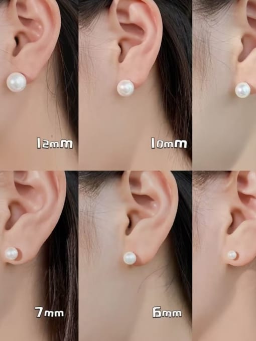 STL-Silver Jewelry 925 Sterling Silver Freshwater Pearl Geometric Dainty Stud Earring 2