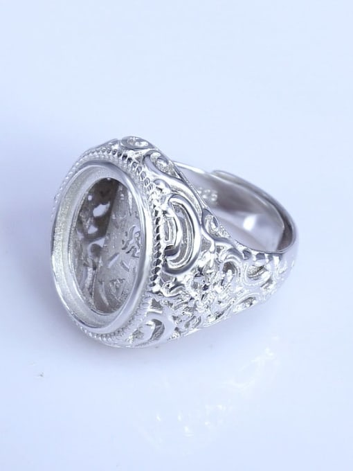 Supply 925 Sterling Silver 18K White Gold Plated Geometric Ring Setting Stone size: 15*18mm 1