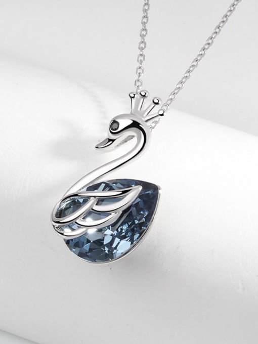 Platinum 925 Sterling Silver Cubic Zirconia Swan Dainty Necklace