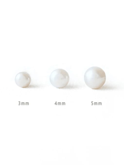 3 pieces per set in platinum 925 Sterling Silver Imitation Pearl Ball Minimalist Stud Earring