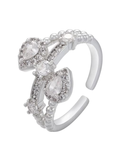 White Gold Brass Cubic Zirconia Snake Dainty Band Ring