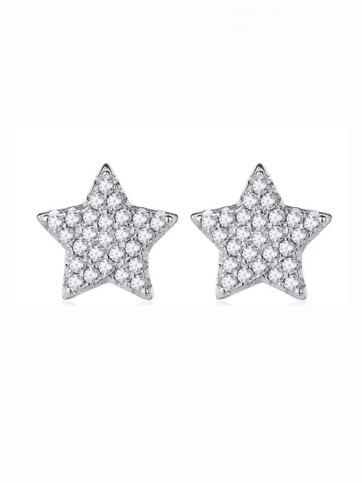 white 925 Sterling Silver Cubic Zirconia Pentagram Luxury Cluster Earring