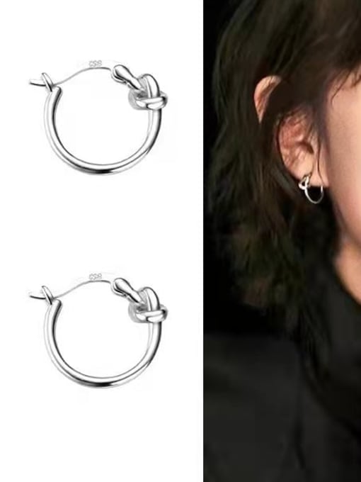 ARTTI 925 Sterling Silver Round Knot Minimalist Huggie Earring 1