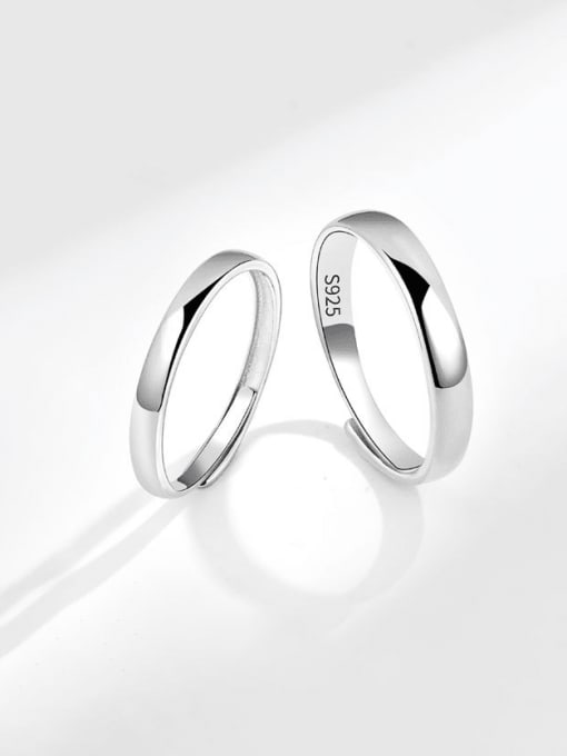 PNJ-Silver 925 Sterling Silver Geometric Minimalist Couple Ring 0