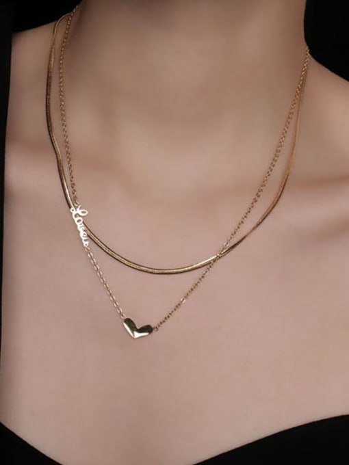 MEN PO Titanium Steel Heart Minimalist Multi Strand Necklace 1