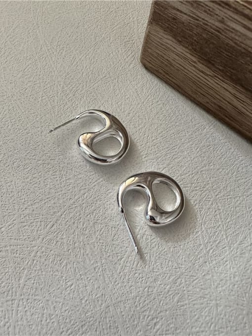 Geometric digital earrings 925 Sterling Silver Geometric Vintage Stud Earring
