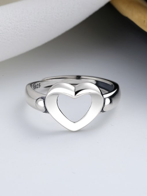 TAIS 925 Sterling Silver Hollow   Heart Vintage Band Ring 3