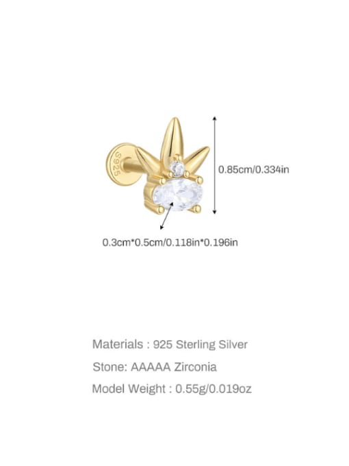 Single Gold 4 925 Sterling Silver Cubic Zirconia Geometric Minimalist Single Earring