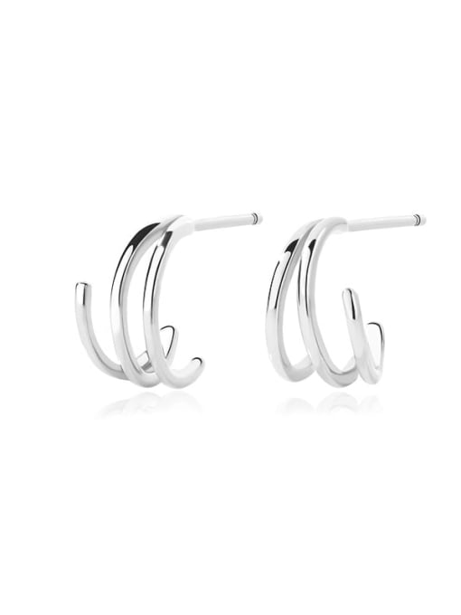 E2053 Platinum 925 Sterling Silver Geometric Minimalist Stud Earring