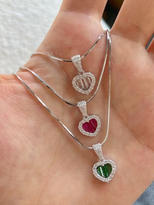 STL-Silver Jewelry 925 Sterling Silver Cubic Zirconia Heart Minimalist Necklace 0
