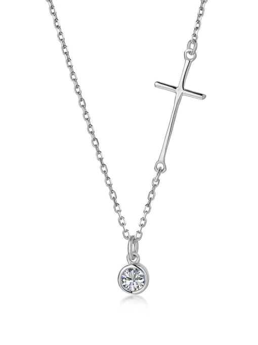 STL-Silver Jewelry 925 Sterling Silver Rhinestone Geometric Minimalist Necklace 0
