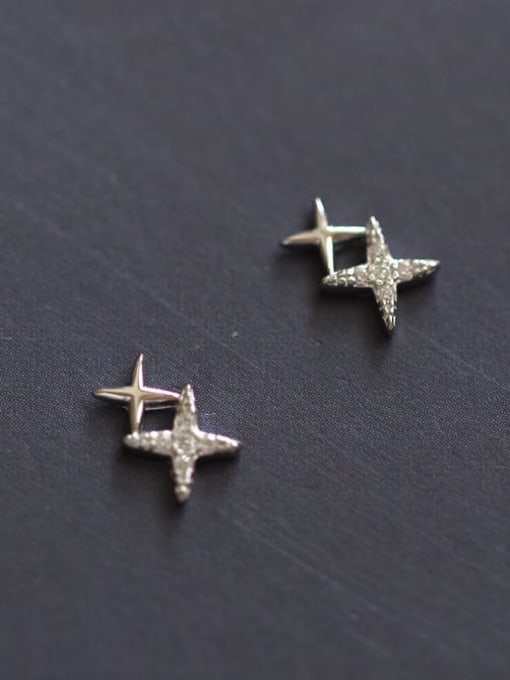 ZEMI 925 Sterling Silver Cubic Zirconia Star Dainty Stud Earring