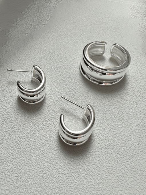 ARTTI 925 Sterling Silver  Minimalist Smooth Three-Layer Earrings Stud Earring 0